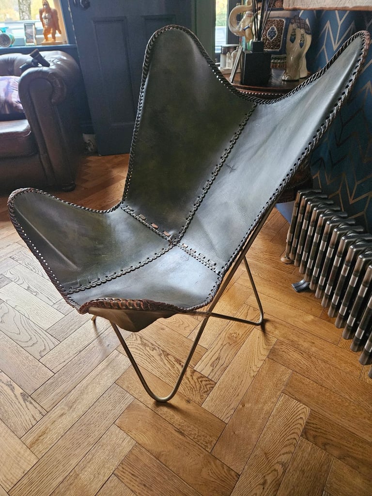 green leather chair 