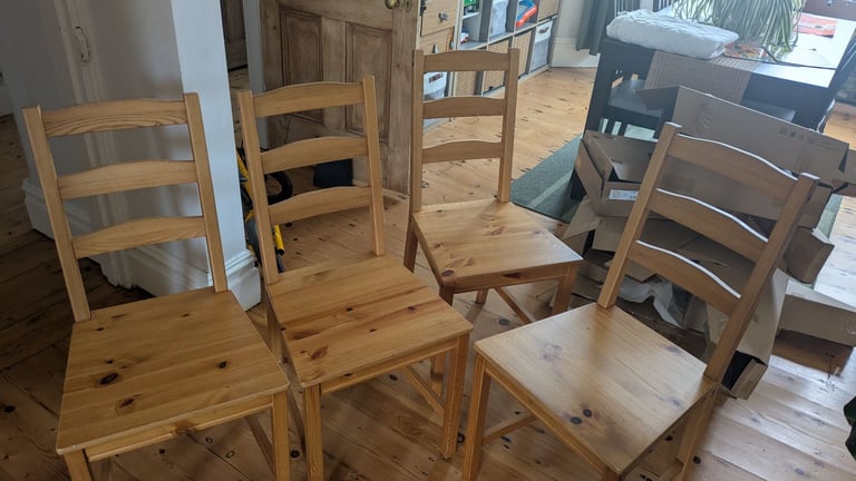 image for 4x IKEA ‘Jokkmokk’ Pine Dining Chairs 