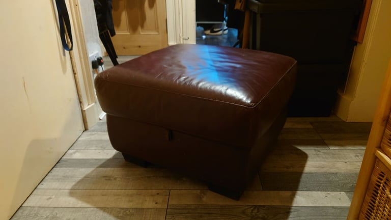 Faux leather footstool 