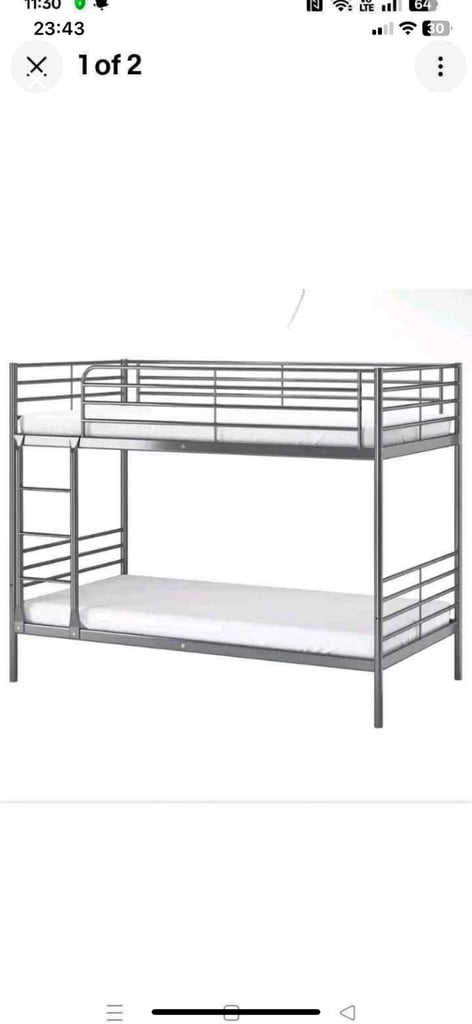 Ikea Sparta Metal Bunks Sleeper Cabin Loft Single Bed Frame Kids Child Teenager Landlord Rental B&B 