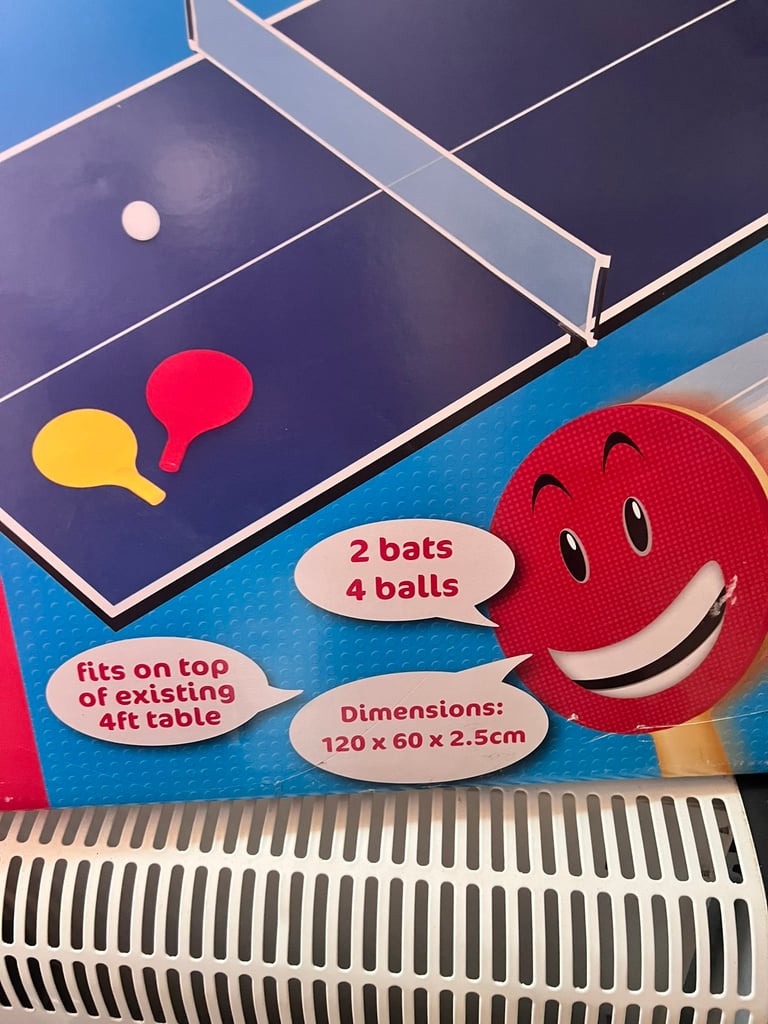 4ft folding tennis table. Fits on normal table 