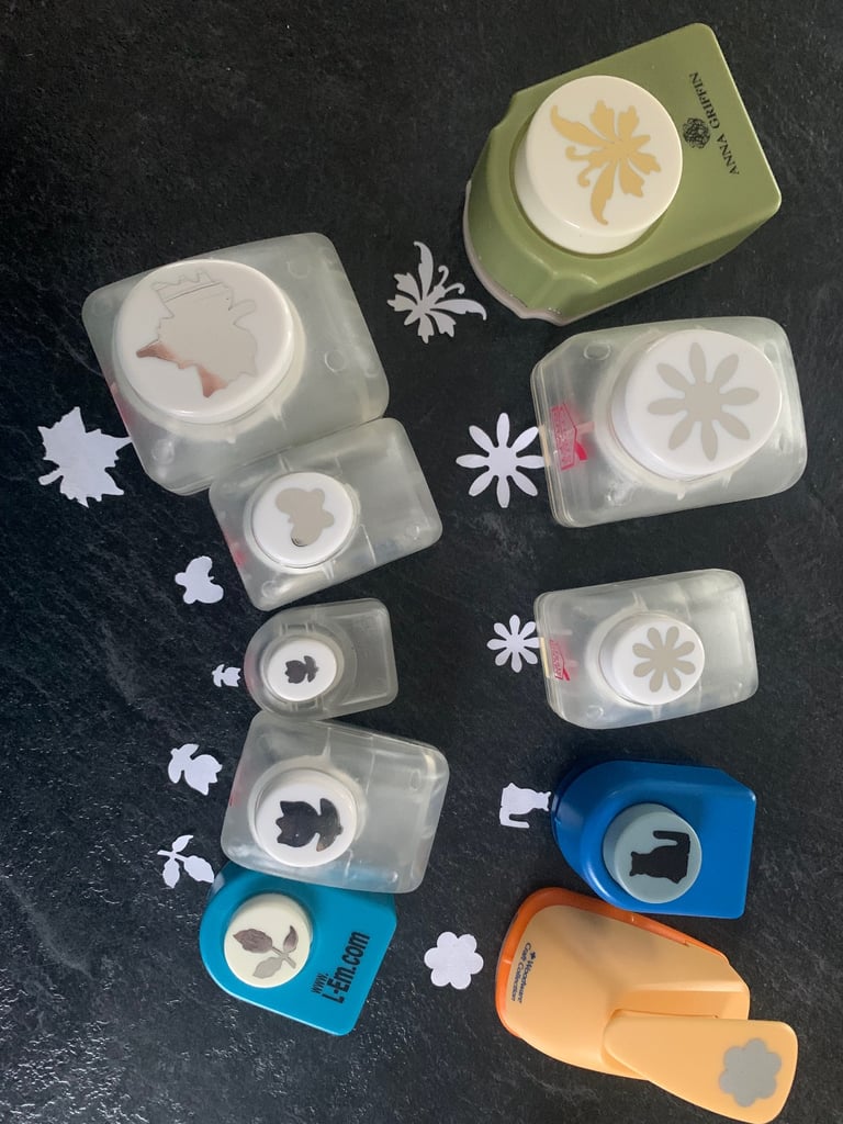 17 mixed craft punches and embossing pads 