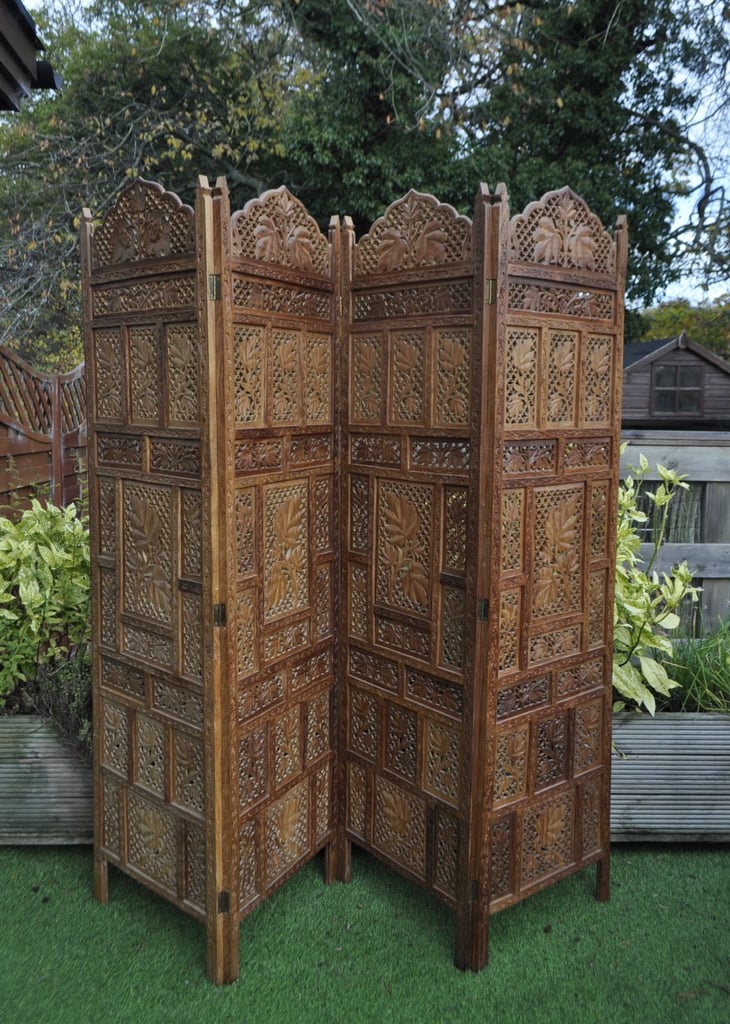image for Indian four panel carved room screen