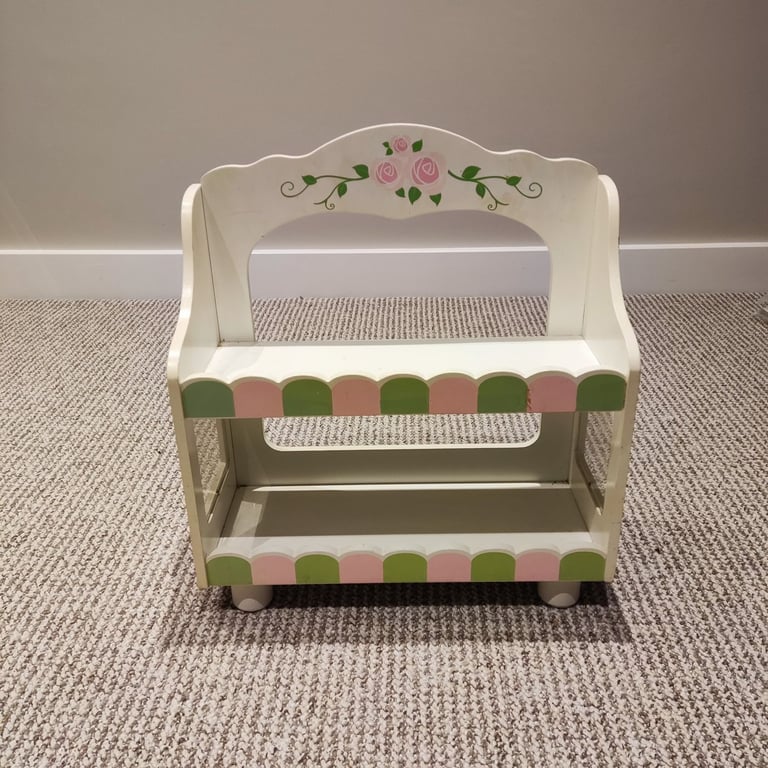 image for Wooden Kitchen Storage Shelf Cake Stand White Floral