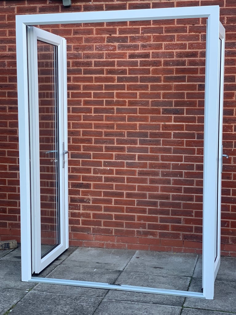 UPVC DOUBLE GLAZED FRENCH PATIO DOOR & KEYS 155.5cm WIDE 214cm HIGH Can Deliver