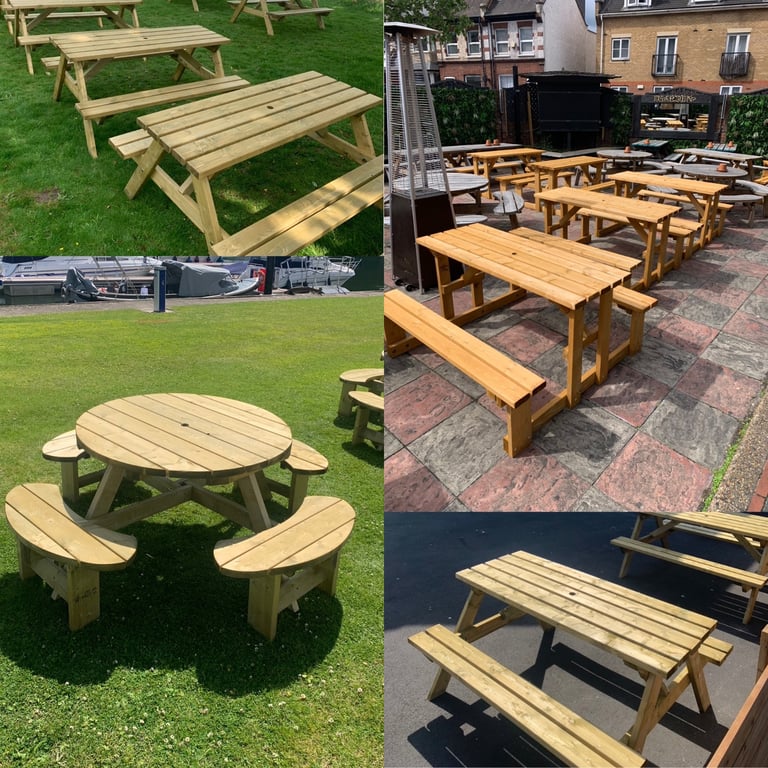 Brand new heavy duty pub style picnic benches 