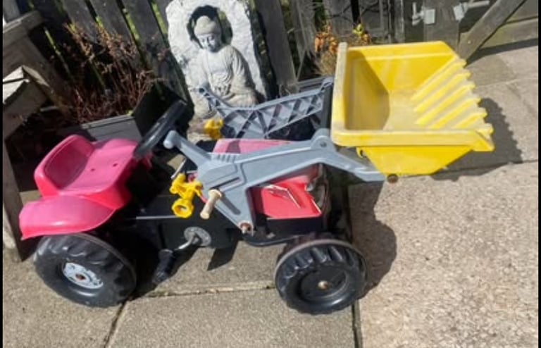 Ride on pedal tractor red garden toys with bucket