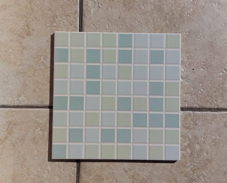 NEW Blue square mosaic bathroom ceramic tiles - pack of 7