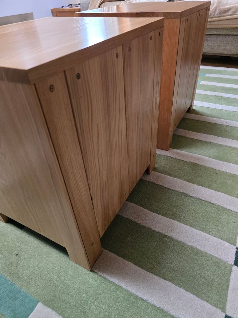 Solid oak bedside table cabinets ex Studio 1