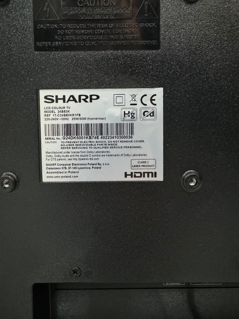 £50 Sharp 24in smart LCD/DVD combi
