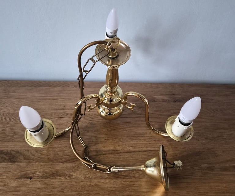 Flemish 3 Light Polished Brass Chandelier
