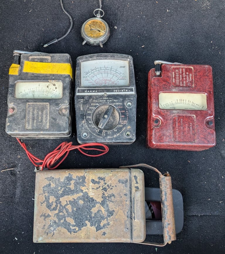 image for 3x Vintage Megger Electrical Testers (2 Military) + 1 x Vintage AVO + Voltmeter