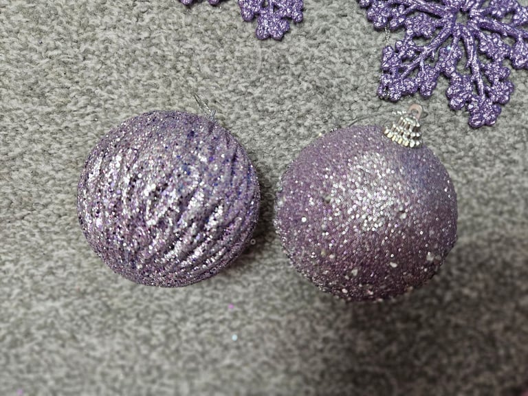 Christmas Tree Decorations Job Lot Purple Baubles & Stars
