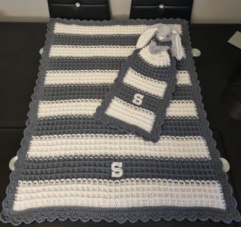 Crochet Baby Blanket, Personalised, Boys and Girls colours available