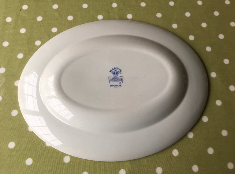 MASONS Blue Denmark Oval China Dinner Plates VGC - collect from Gosport only