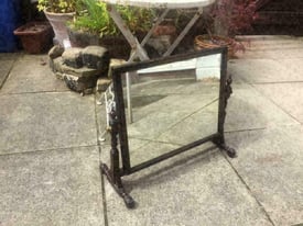 Antique Victorian Vanity Mirror. Swivel Mirror Dark Oak Cheval type