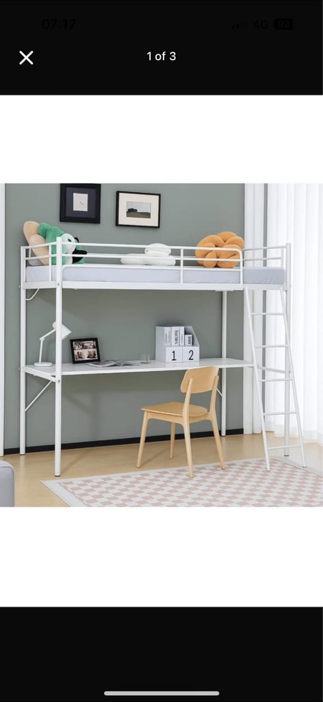 image for Single Bed, Desk, brand new mattress 