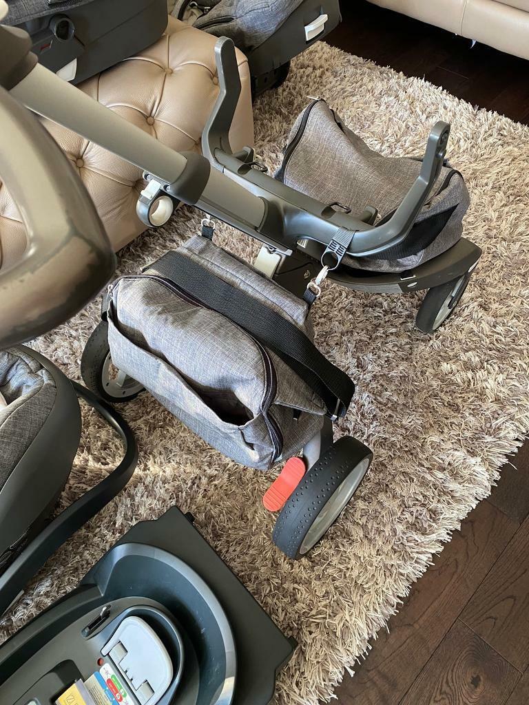 Stokke Xplory Grey Melange Pushchair Carry Cot and Car Seat Isofix | in  Motherwell, North Lanarkshire | Gumtree