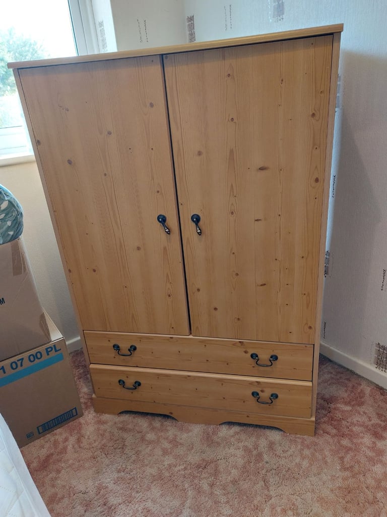 Pine small wardrobe/tallboy.