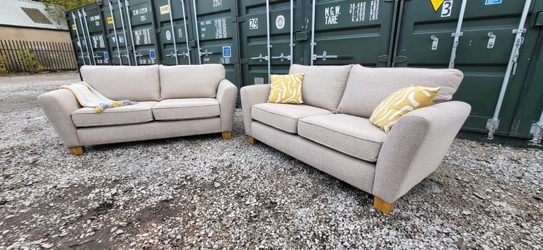 Beige 3 seater sofas x 2 DELIVERY AVAILABLE