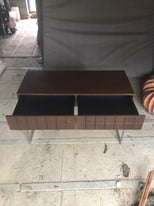BROWN WOODEN DESK/CONSOLE TABLE WITH DRAWERS