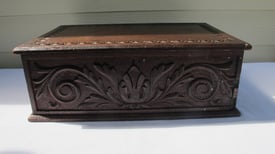 Antique Carved Oak Bible Box