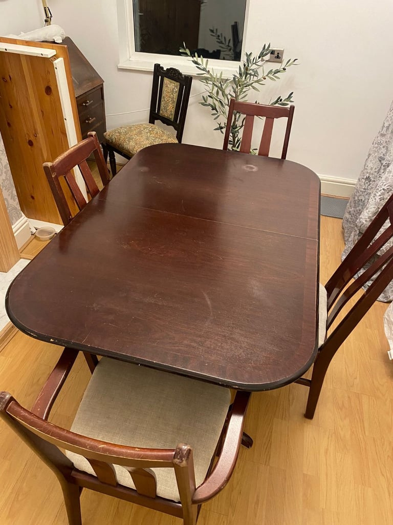 image for Large folding dining table and 4 chairs 