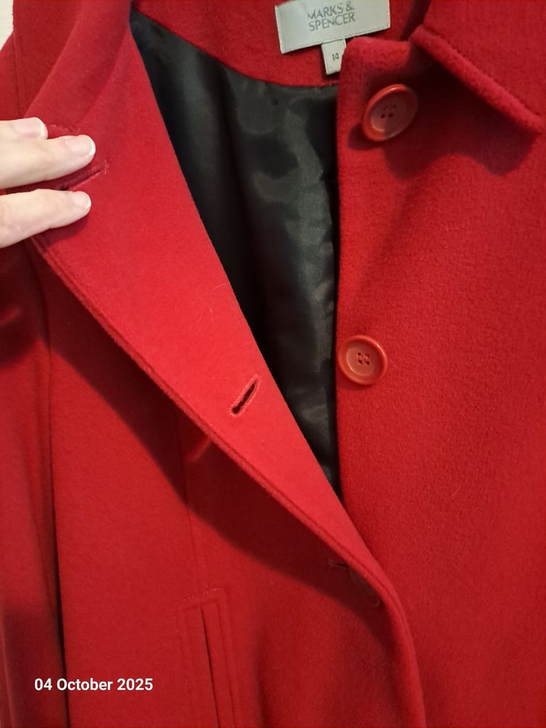 Marks and spencer red wool mix. 5% cashmere short jacket,  size 14
