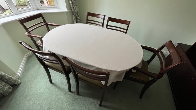 Mid Century Vintage Repro Mahogany Dining Table & Chairs