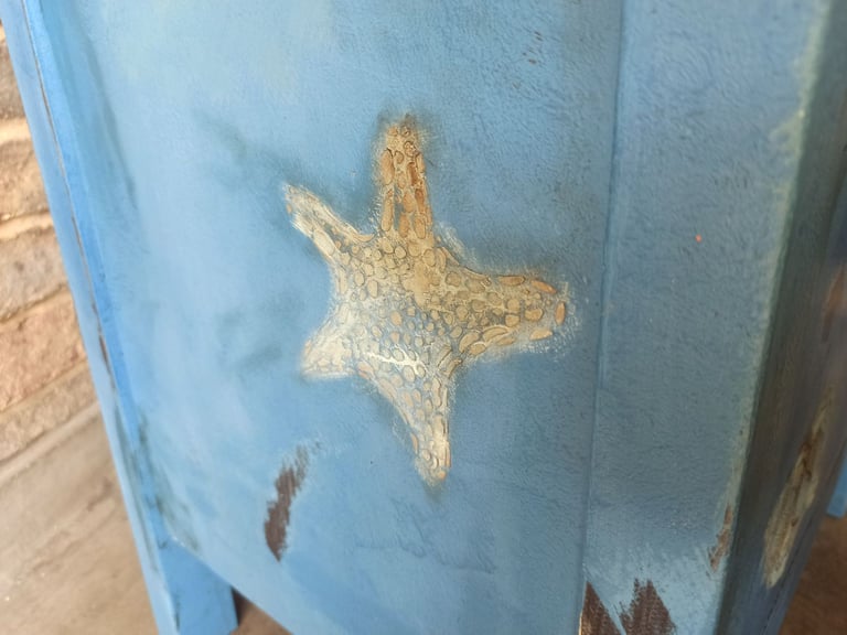 Coastal Blue Night Stand - Wooden Storage Drawer