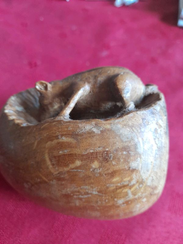 Wooden Mouse with Apple Carving