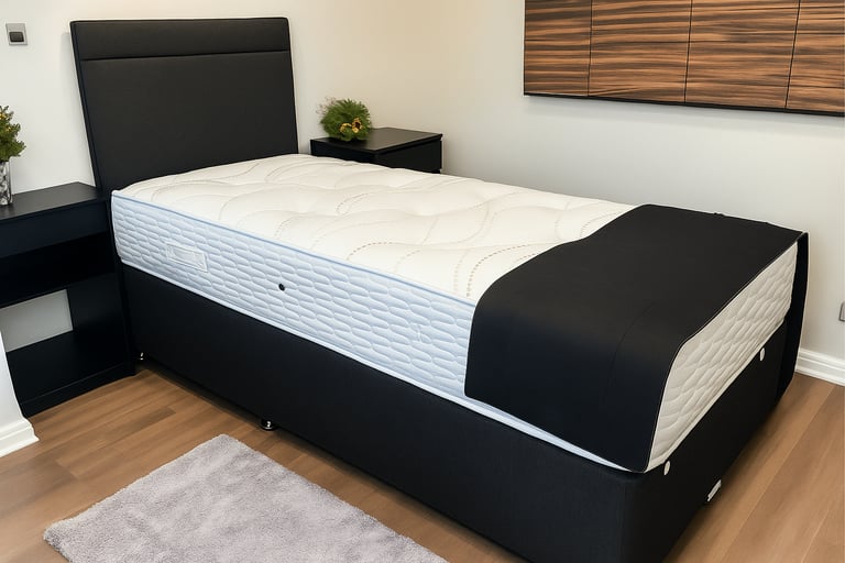 image for Upholstered Divan Bed with Mattress and Storage Drawers for Stylish Bedroom Setup