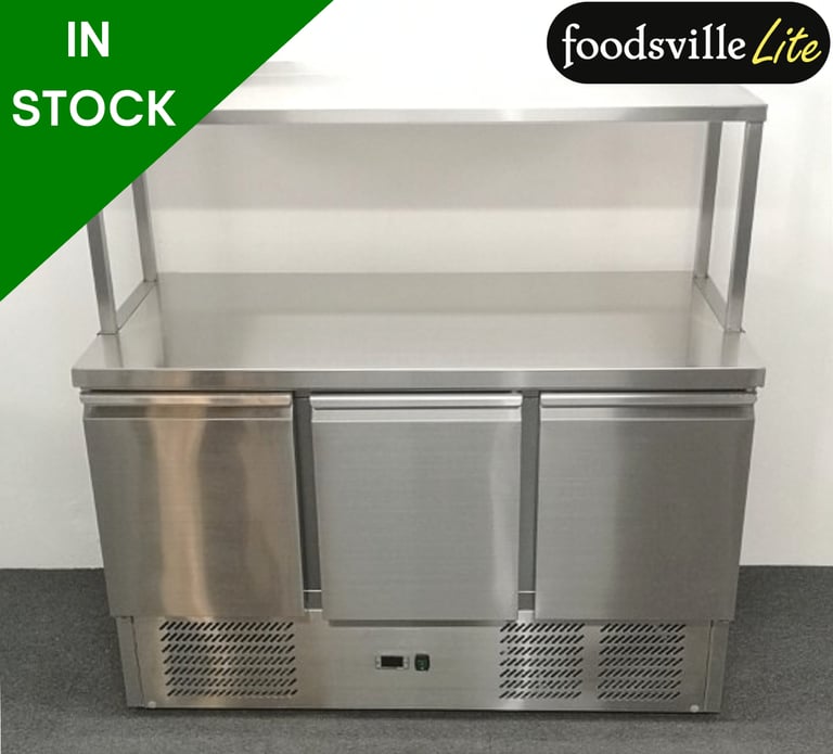 NEW Foodsville Lite 3 Door Flat Top Counter Fridge w/ Overshelf - PAY OVER 6 MONTHS OR 15% OFF!