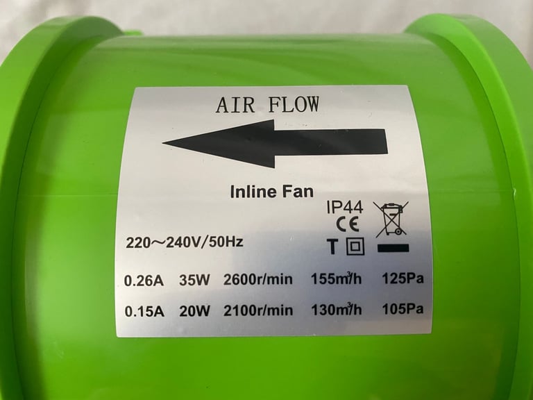 Green-Air Empire In-Line Extractor Fan - 4-inch fan
