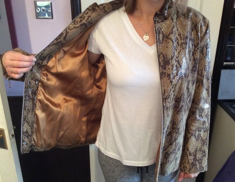 image for Genuine Leather Ladies Snakeskin Look Jacket 