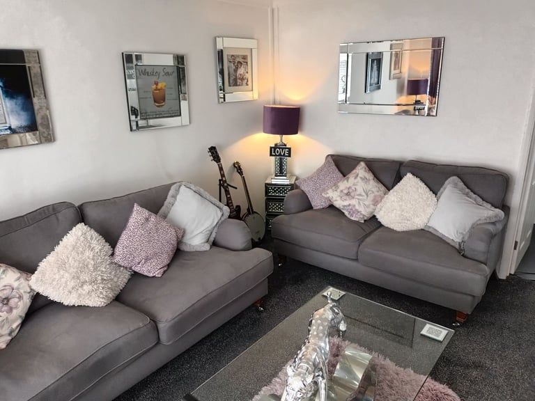 3 and 2 seater sofas grey fabrics 