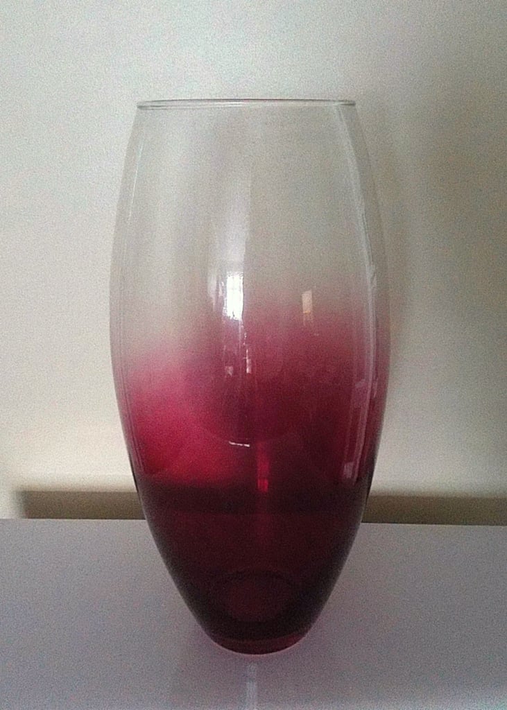 image for Glass Flower Vase Very Large Redish And Clear Vase. Good Christmas Colour (Bexley)