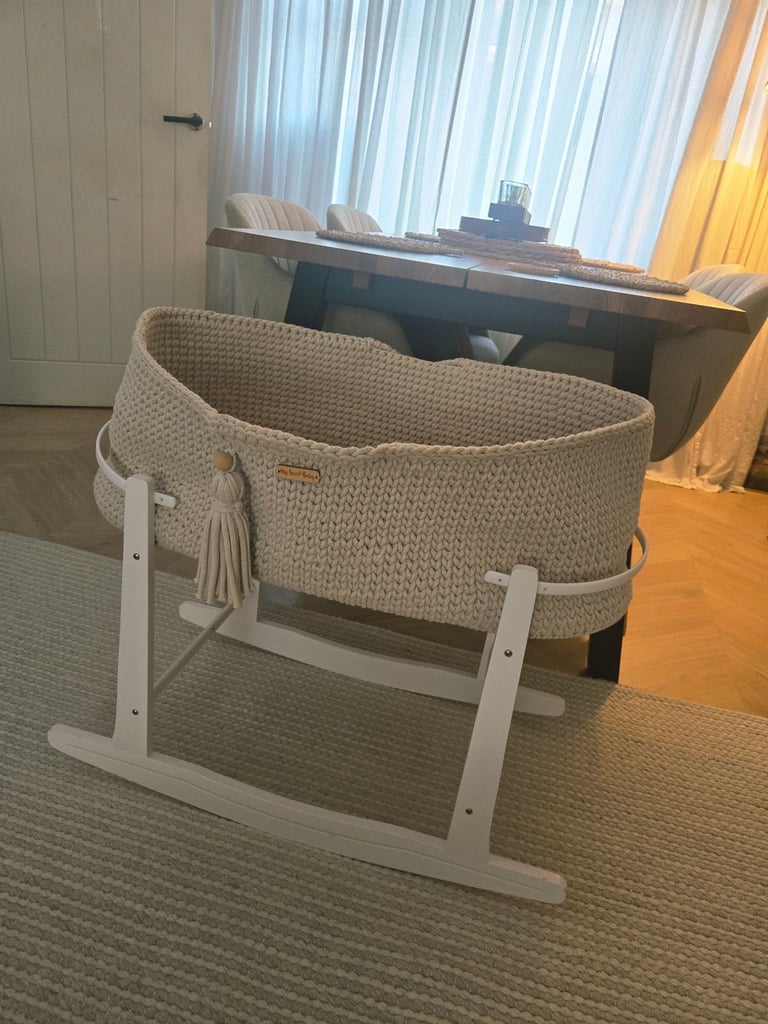 image for My sweet baby crochet moses basket in beige 