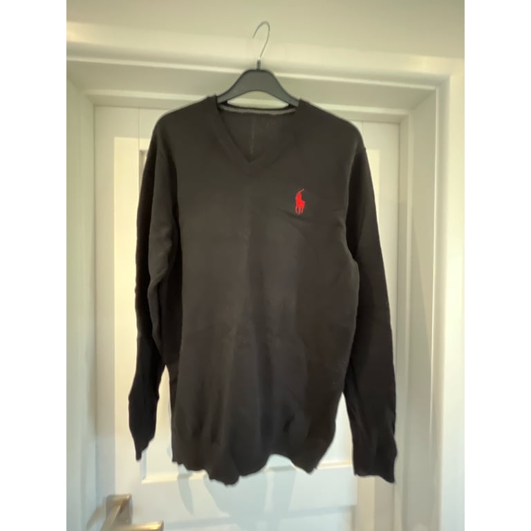 Mens Black Medium V Neck Jumper 