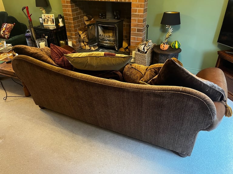 Tetrad Torino Half Leather & Half Fabric large sofa with all cushions included