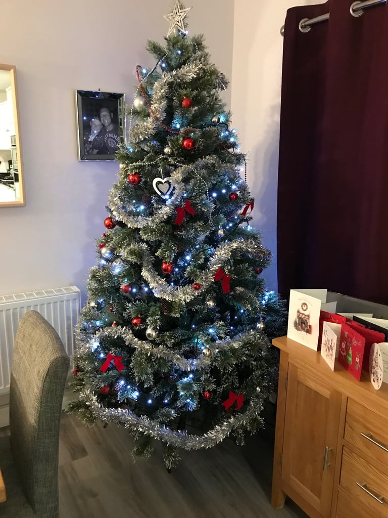 Artificial Christmas Tree 7 Foot + Decorations