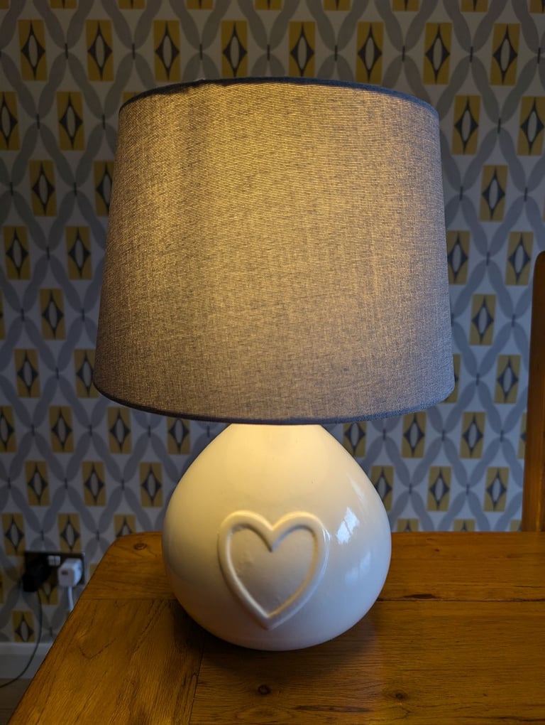 Dunelm heart light and grey lampshade 