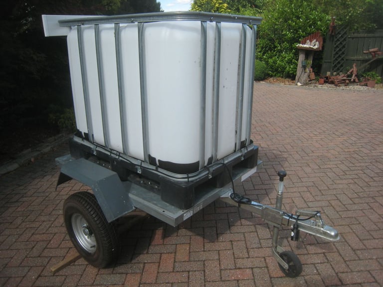 Erde water bowser trailer,600 litre IBC tank, Jockey wheel, Light board