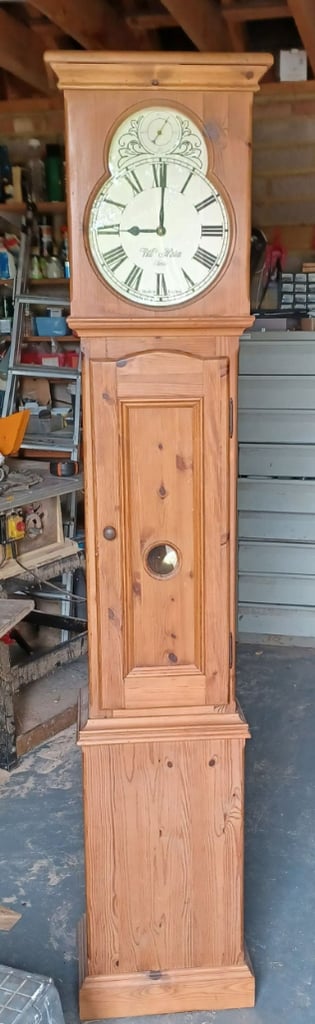 Modern Grandfather Clock with pine case and quartz movement