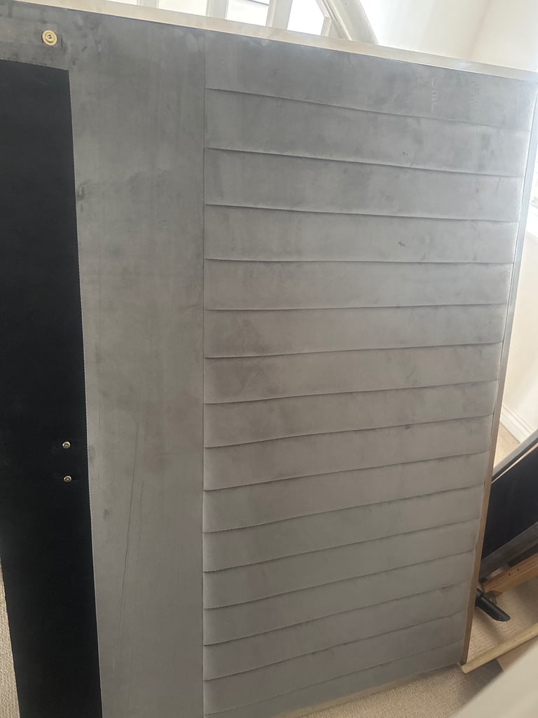 Double bed with suede headboard and foot board 