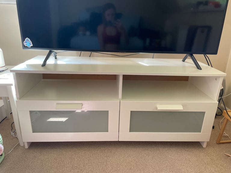 image for White IKEA tv stand 