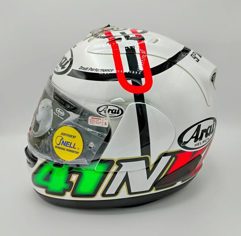 RARE COLLECTORS ITEM - #ARAI RX-7 MOTORCYCLE HELMET - NORIYUKI HAGA MONZA WHITE