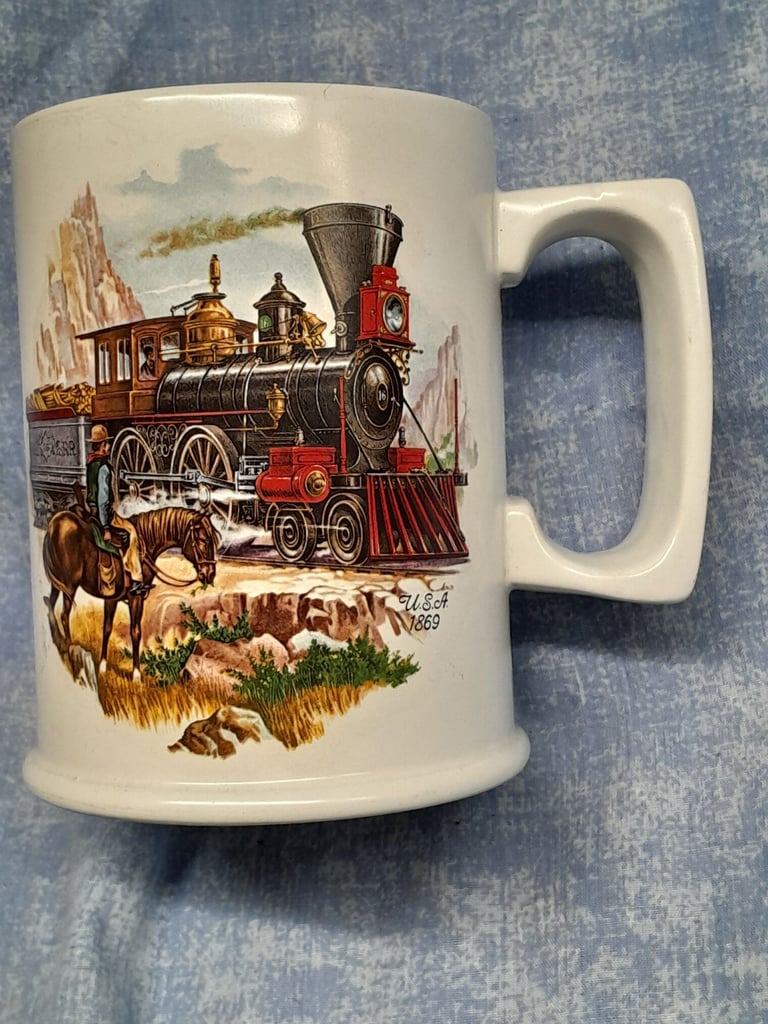 Steam train railway locomotive mug