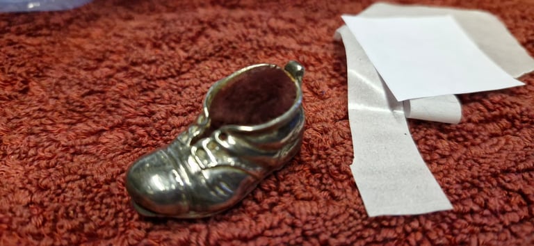 image for Collectible silver boot pin cushion 