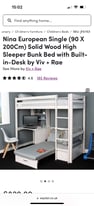 High sleeper bunk bed with built in desk and sofa (sleepover option)